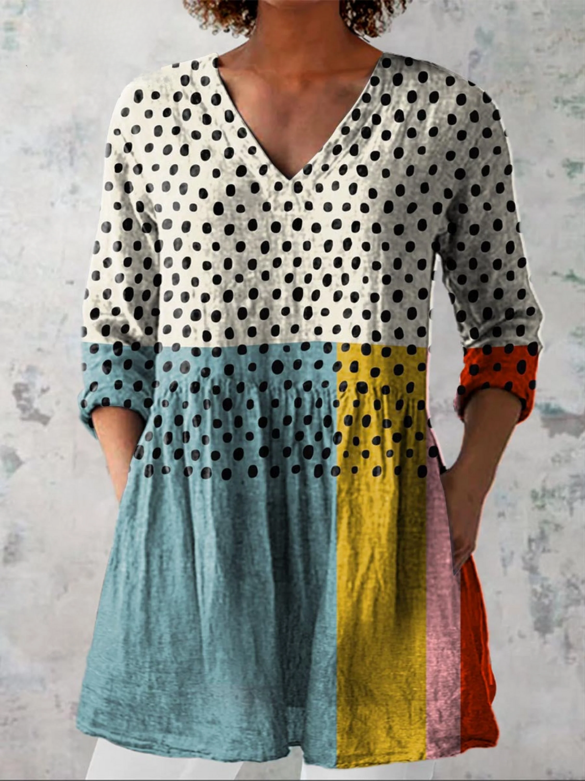 Evelyn | Women's Long V-Neck Blouse — Willow & Wren Melbourne