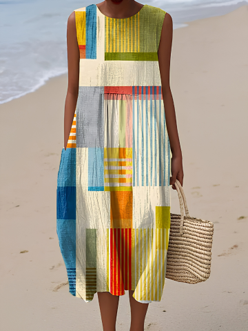 Tanya | Geometric-Print Midi Dress