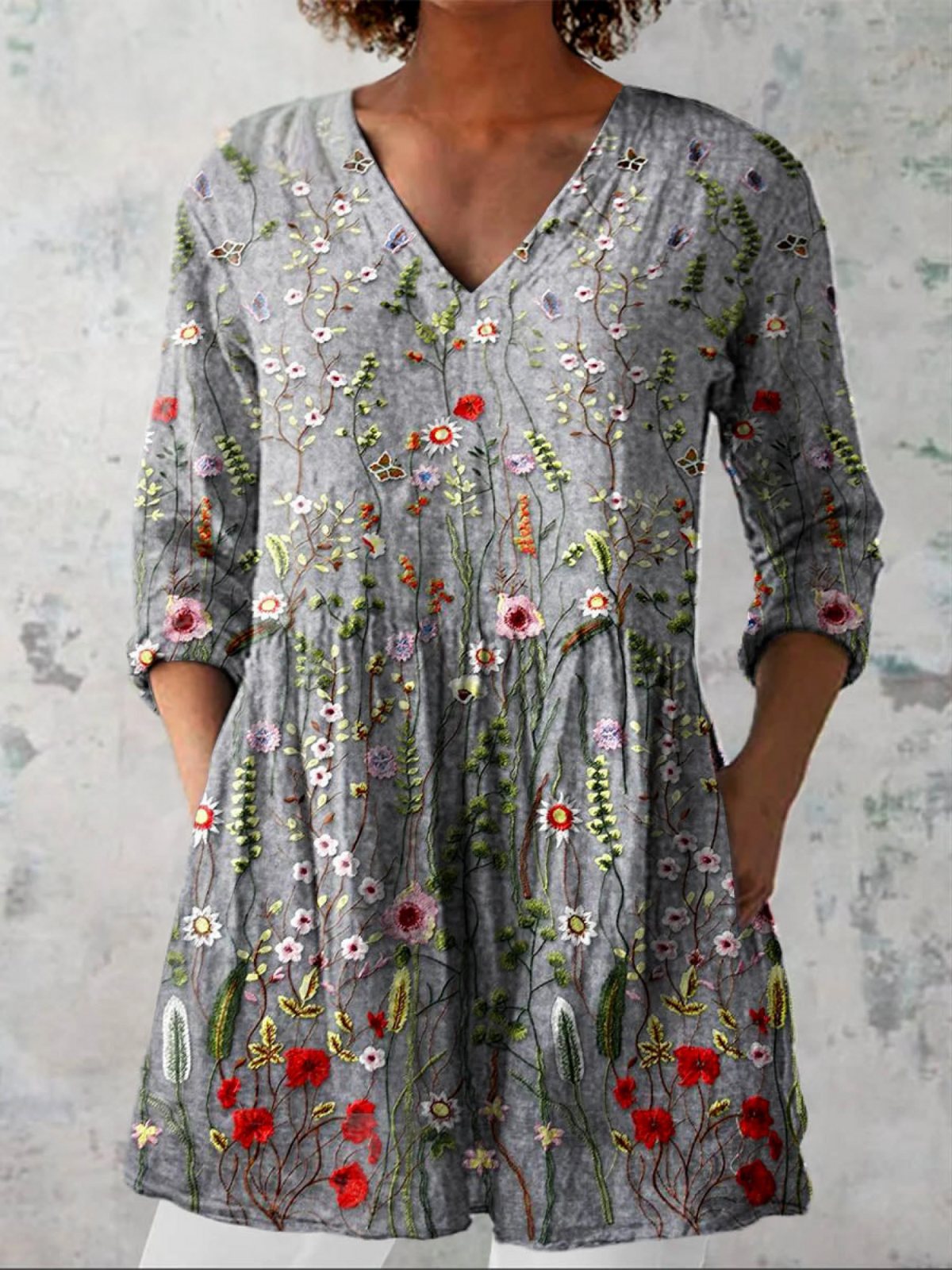 Josephine | Women's Long V-Neck Blouse — Willow & Wren Melbourne