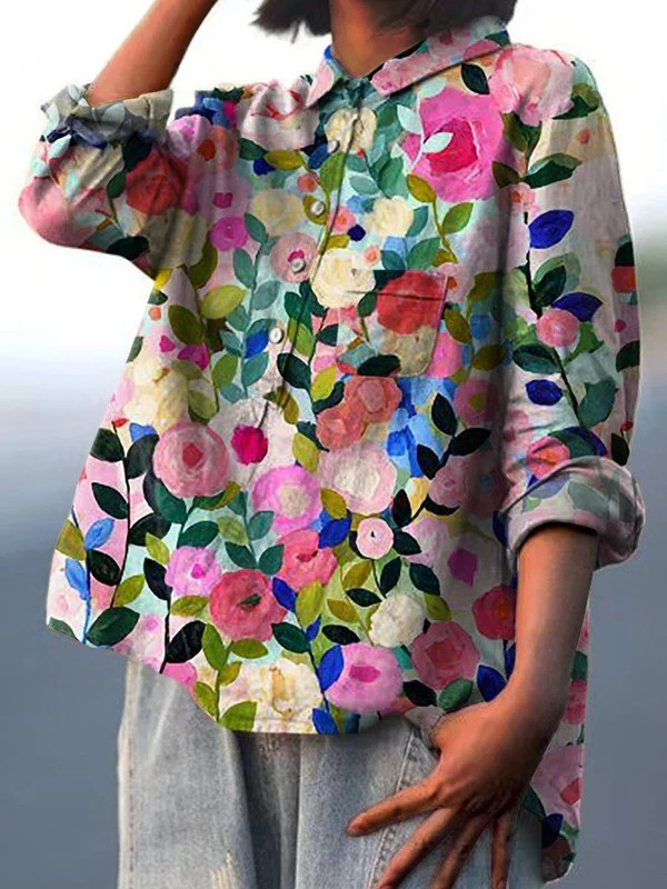 Rose | Women's Floral Printed Relaxed Blouse — Willow & Wren Melbourne