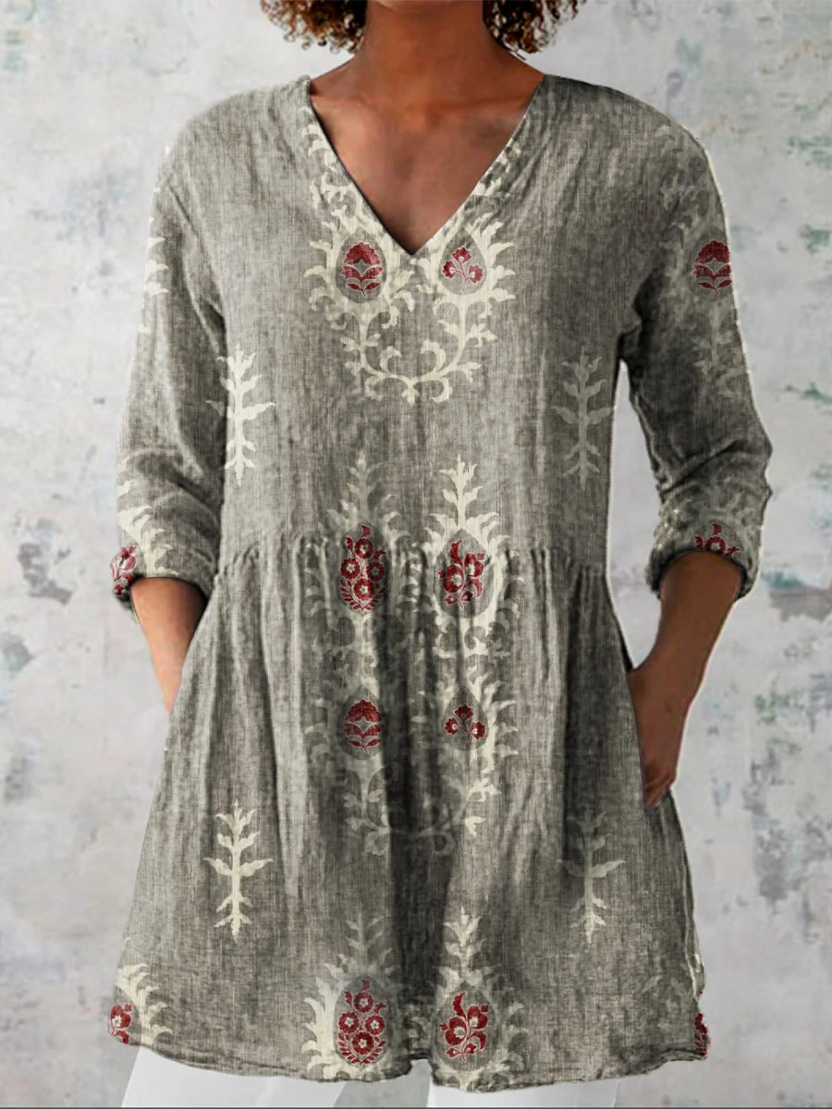 Mary | Women's Long V-Neck Blouse — Willow & Wren Melbourne