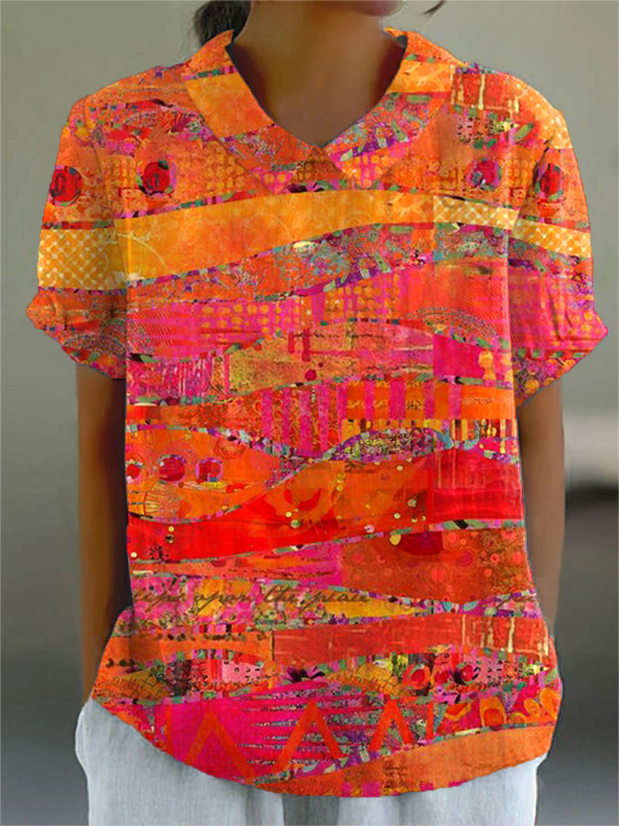 Violet | Women's Printed Abstract-Print Blouse — Willow & Wren Melbourne