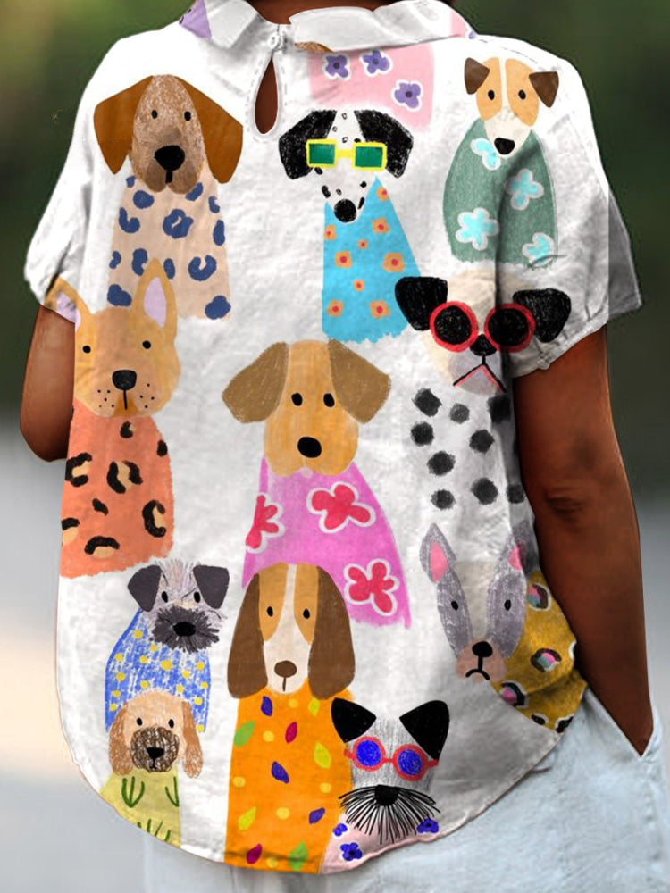 Phoebe | Women's Printed Dog-Print Blouse — Willow & Wren Melbourne