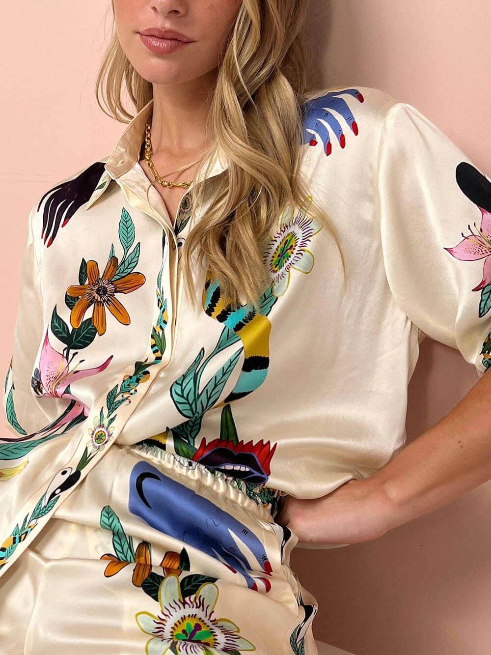 Emily | Women's Printed Two-Piece Trouser Set — Willow & Wren Melbourne