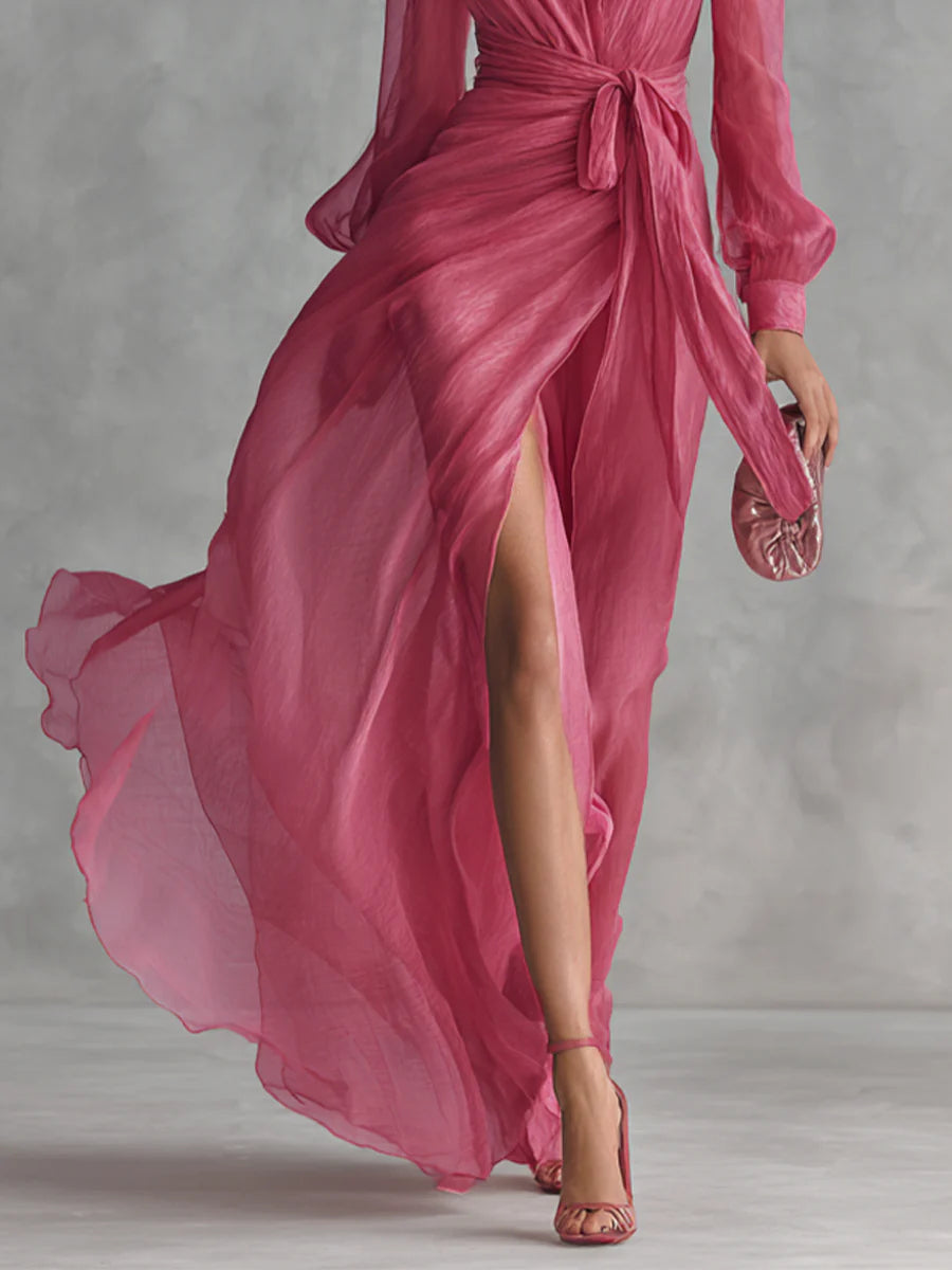 Jessica | Women's Long-Sleeve Wrap Maxi Dress — Willow & Wren Melbourne