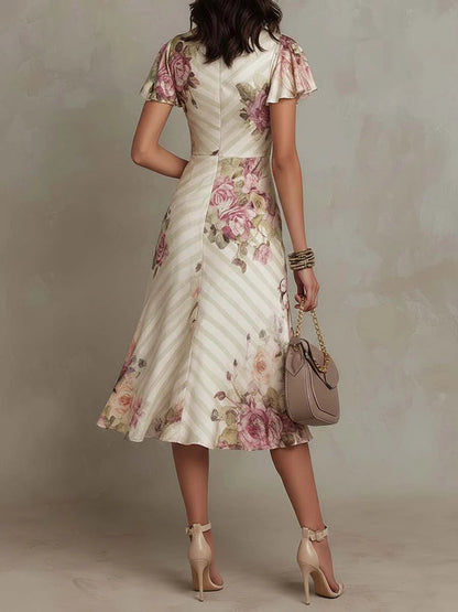 Isla | Satin Floral Midi Dress
