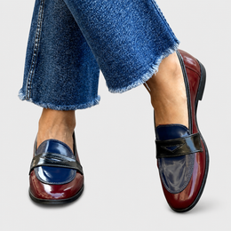 Leona | Women's Classic Loafers — White/Blue — Willow & Wren Melbourne