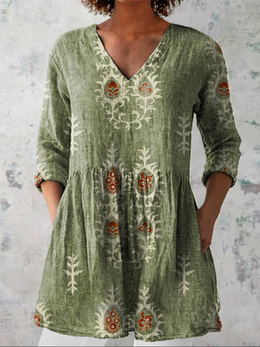 Mary | Women's Long V-Neck Blouse — Willow & Wren Melbourne