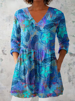 Roxanne | Women's Long V-Neck Blouse — Willow & Wren Melbourne