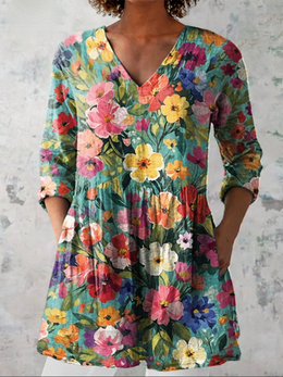 Edith | Women's Long V-Neck Blouse — Willow & Wren Melbourne