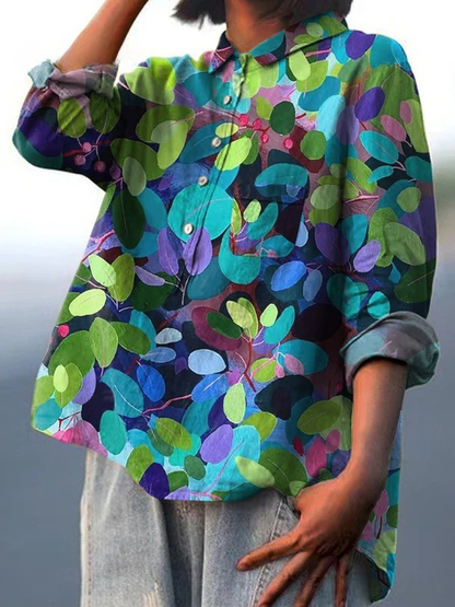 Lottie | Women's Printed Relaxed Blouse — Multicolour — Willow & Wren Melbourne
