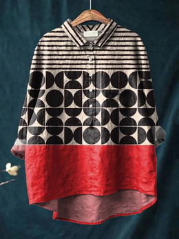 Martha | Women's Geometric-Print Relaxed Blouse — Willow & Wren Melbourne