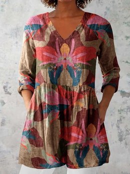 India | Women's Long V-Neck Blouse — Willow & Wren Melbourne