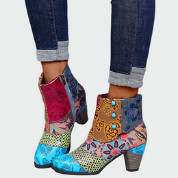 Alicia | Women's Patterned Heeled Ankle Boots — Willow & Wren Melbourne