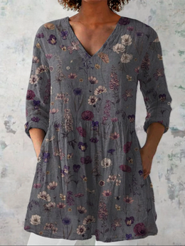 Caitlin | Women's Long V-Neck Blouse — Willow & Wren Melbourne