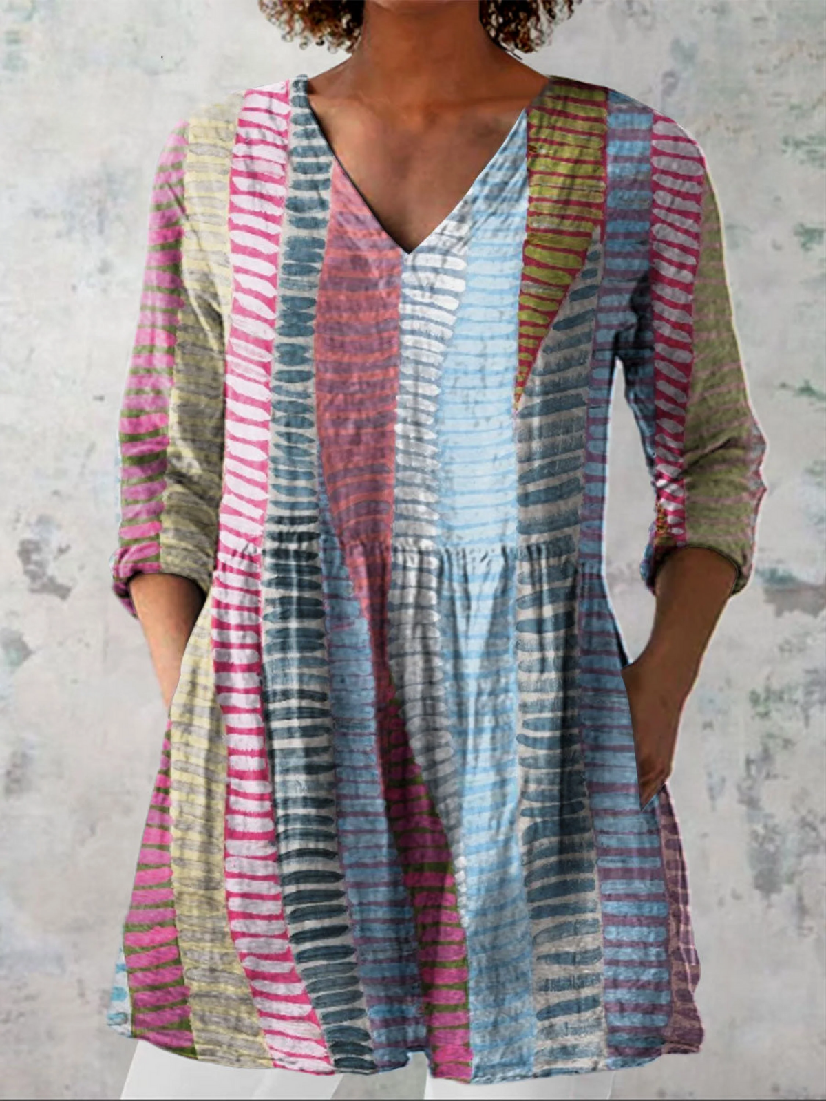 Abigail | Women's Long V-Neck Blouse — Willow & Wren Melbourne