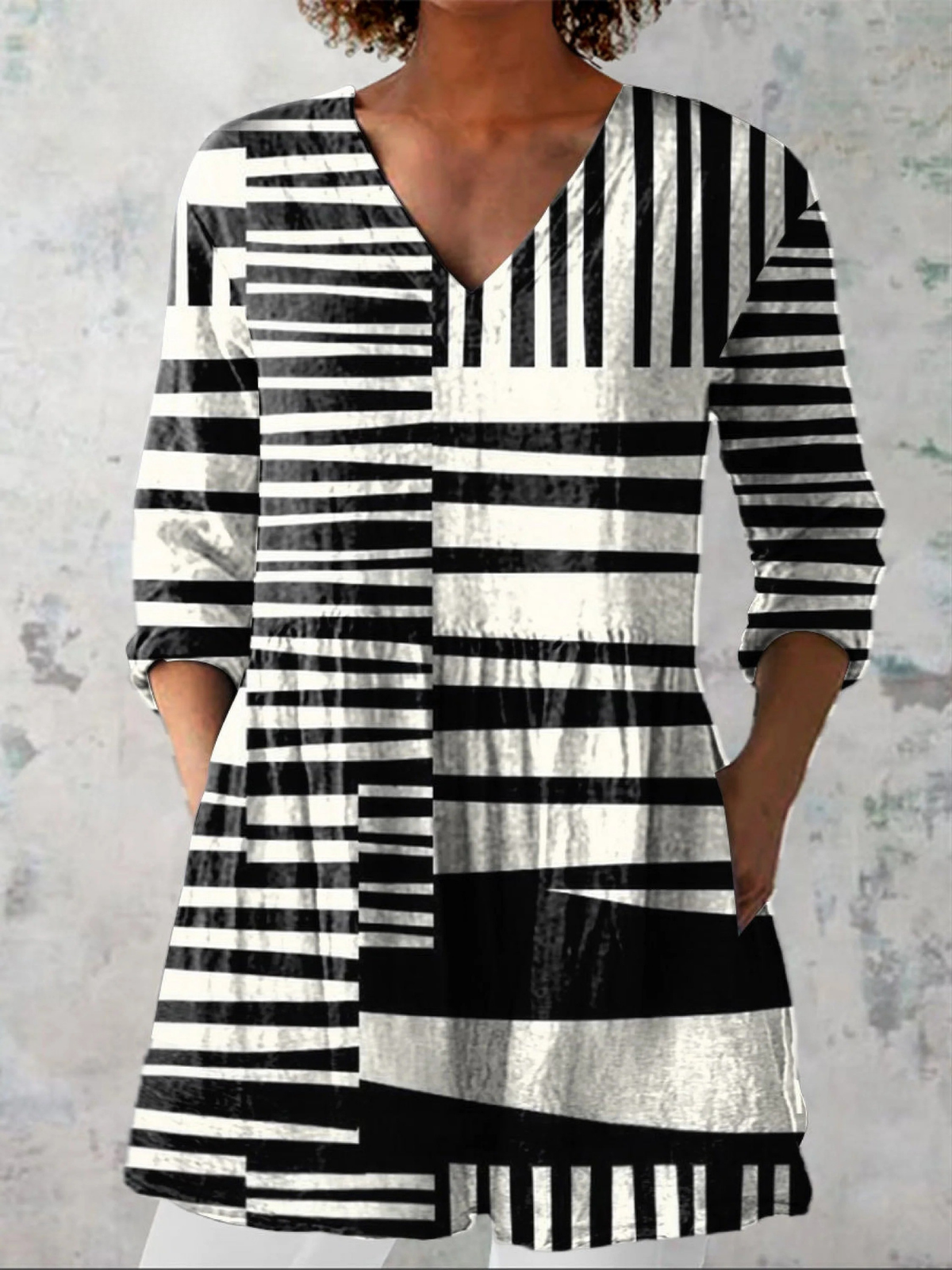 Elsie | Women's Long V-Neck Blouse — Willow & Wren Melbourne