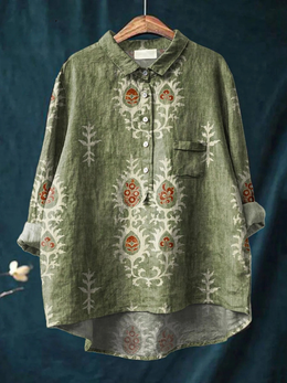 Rose | Women's Floral Printed Relaxed Blouse — Green — Willow & Wren Melbourne