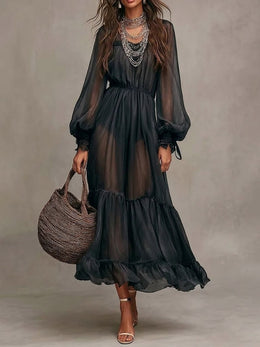 Ella | Women's Elegant Midi V-Neck Dress — Willow & Wren Melbourne