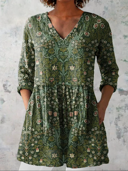 Clara | Women's Long V-Neck Blouse — Willow & Wren Melbourne