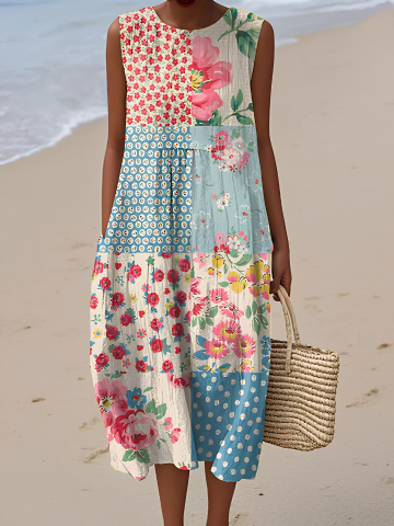 Mia | Patchwork Midi Dress