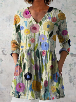 Margaret | Women's Long V-Neck Blouse — Willow & Wren Melbourne