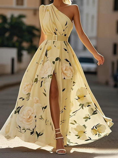 Valerie | Chiffon Floral Maxi Off-Shoulder Dress