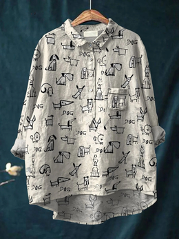 Rose | Women's Printed Dog-Print Relaxed Blouse — Willow & Wren Melbourne