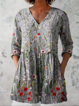 Josephine | Women's Long V-Neck Blouse — Willow & Wren Melbourne