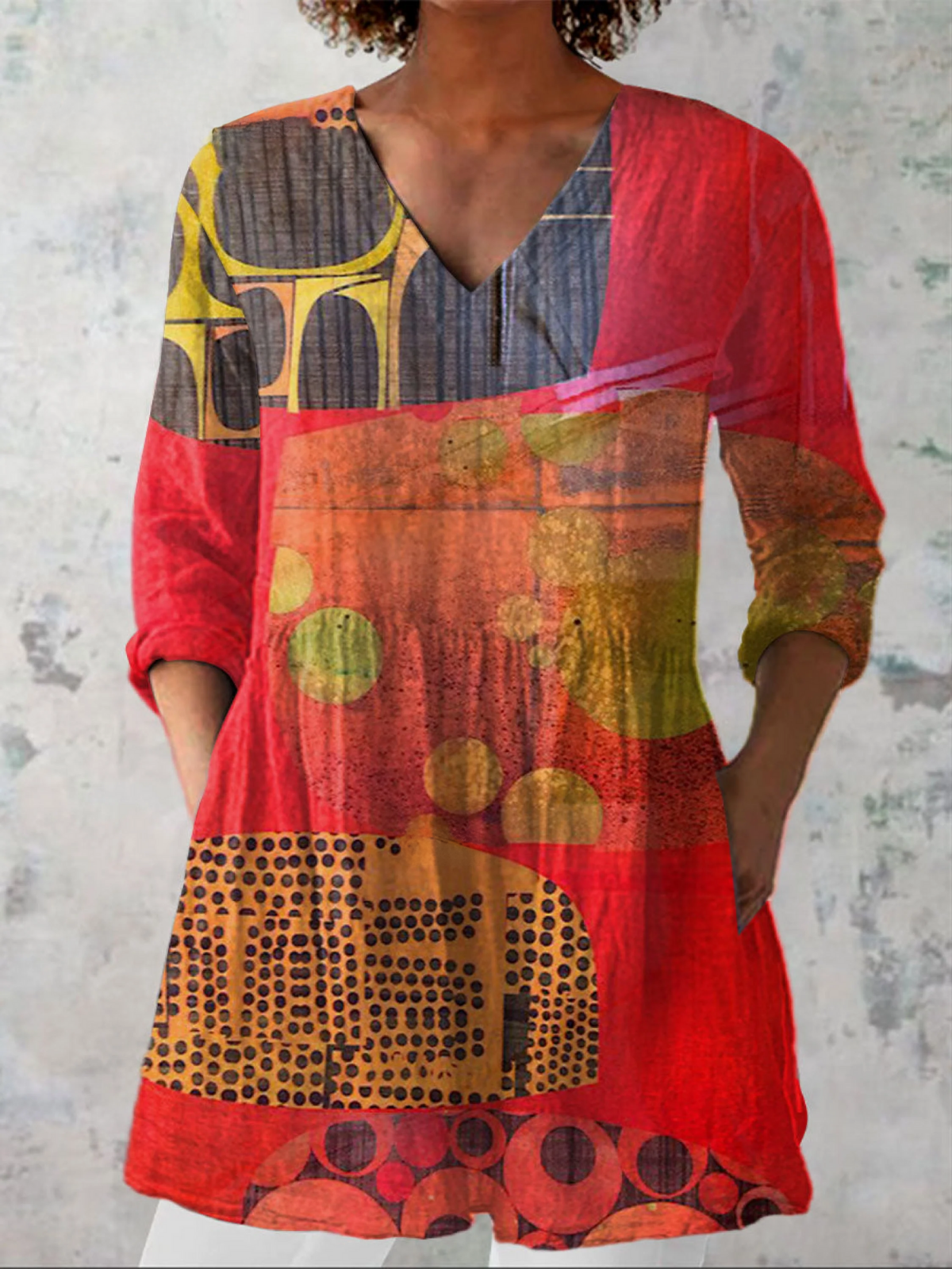 Jane | Women's Long V-Neck Blouse — Willow & Wren Melbourne