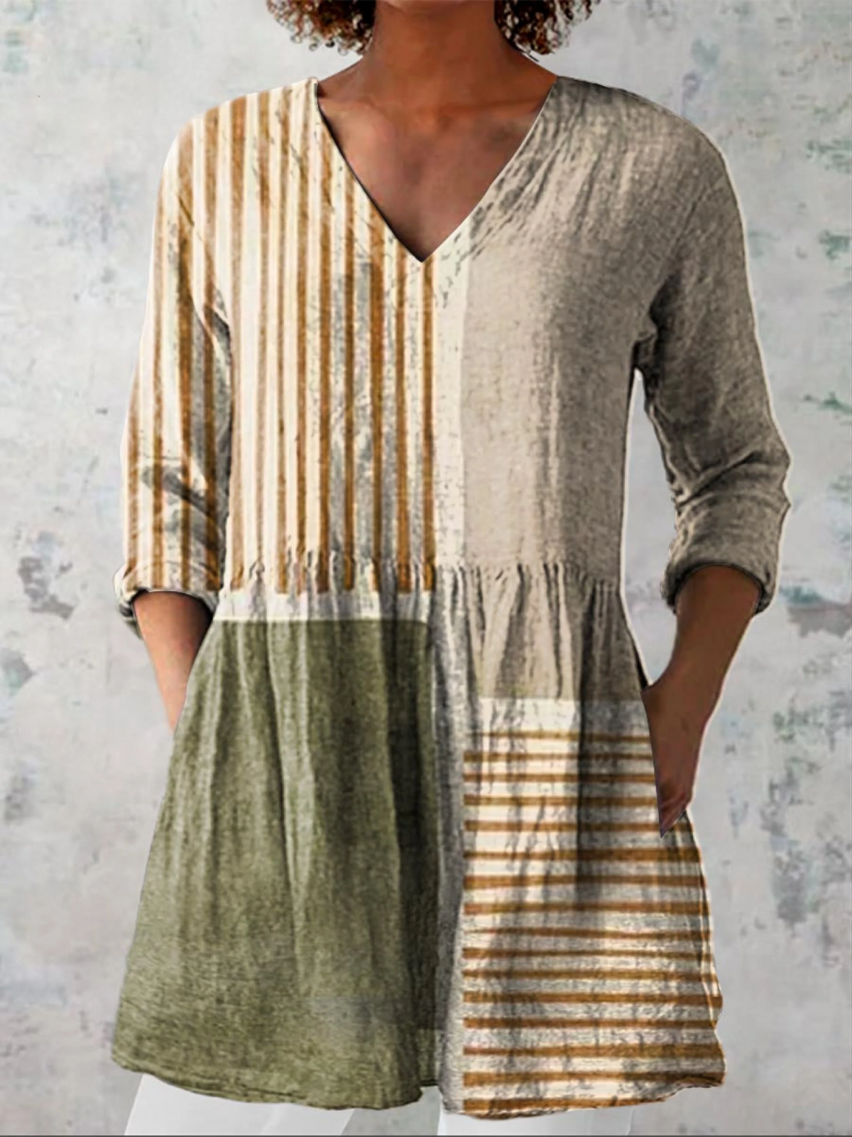 Brooke | Women's Long V-Neck Blouse — Willow & Wren Melbourne
