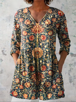 Amber | Women's Long V-Neck Blouse — Willow & Wren Melbourne
