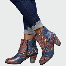 Alicia | Women's Patterned Heeled Ankle Boots — Willow & Wren Melbourne