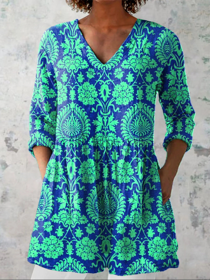Leah | Women's Long V-Neck Blouse — Willow & Wren Melbourne
