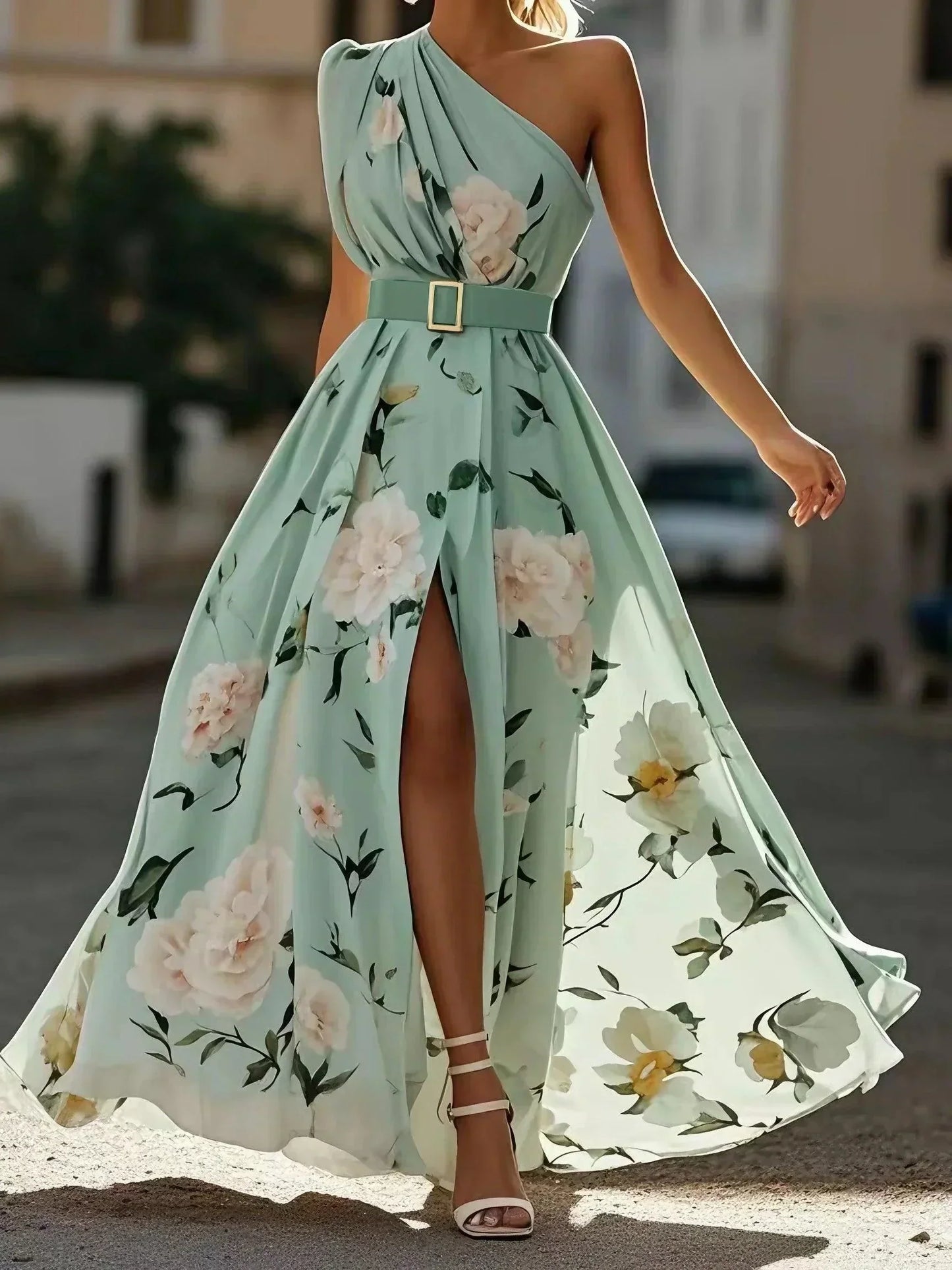 Valerie | Chiffon Floral Maxi Off-Shoulder Dress