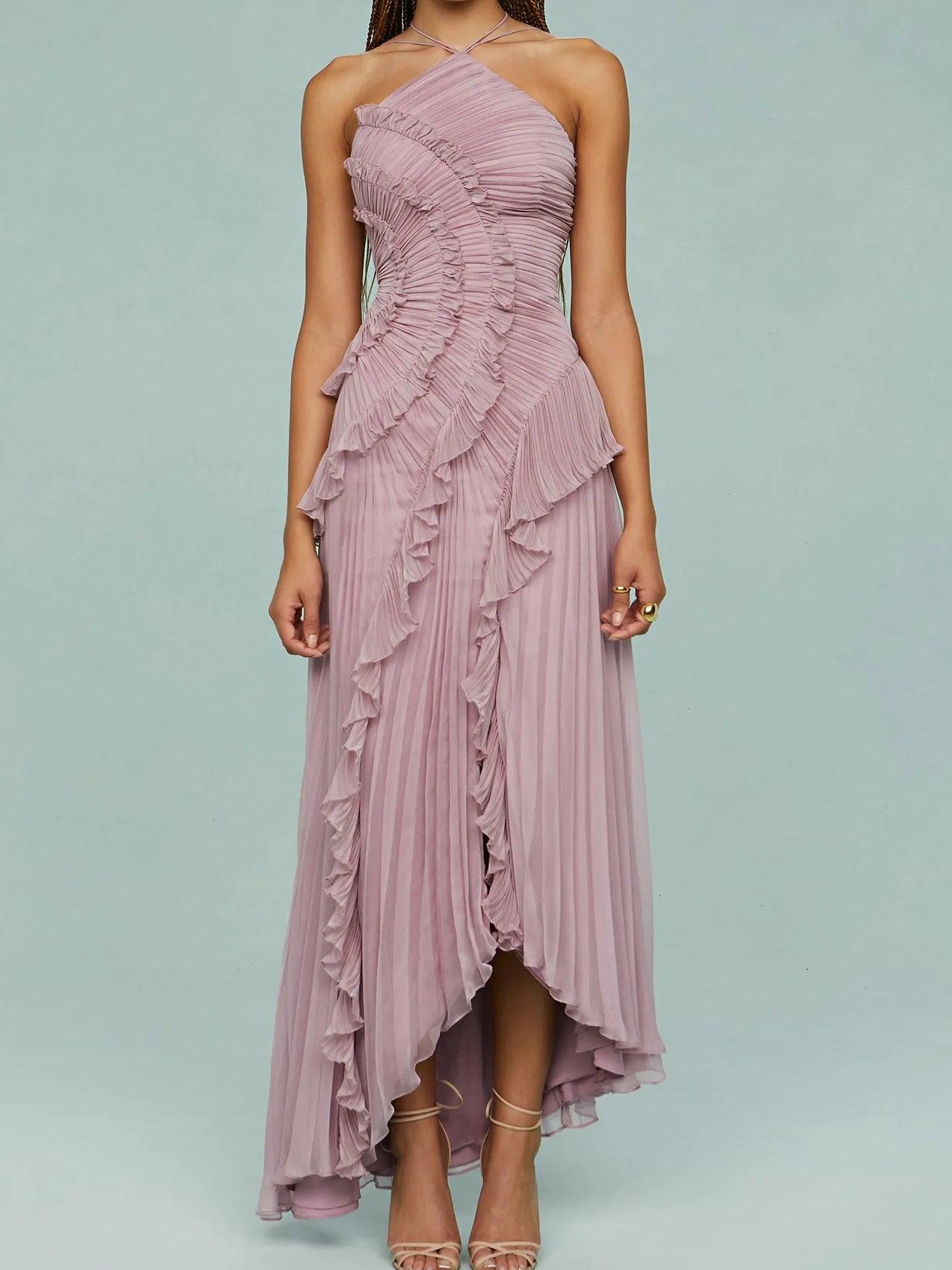 Grace | Long Pleated Split-Hem Dress