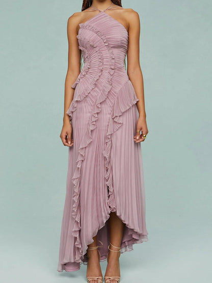 Grace | Long Pleated Split-Hem Dress