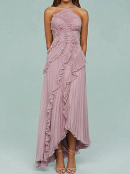 Grace | Women's Long Pleated Split-Hem Dress — Willow & Wren Melbourne