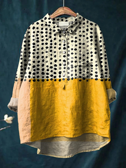 Martha | Women's Printed Polka-Dot Relaxed Blouse — Willow & Wren Melbourne