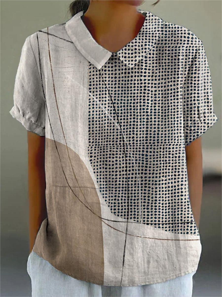 Claudia | Women's Polka-Dot Abstract-Print Blouse — Willow & Wren Melbourne