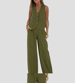 Rose | Women's Button-Front Wide-Leg Set — Willow & Wren Melbourne