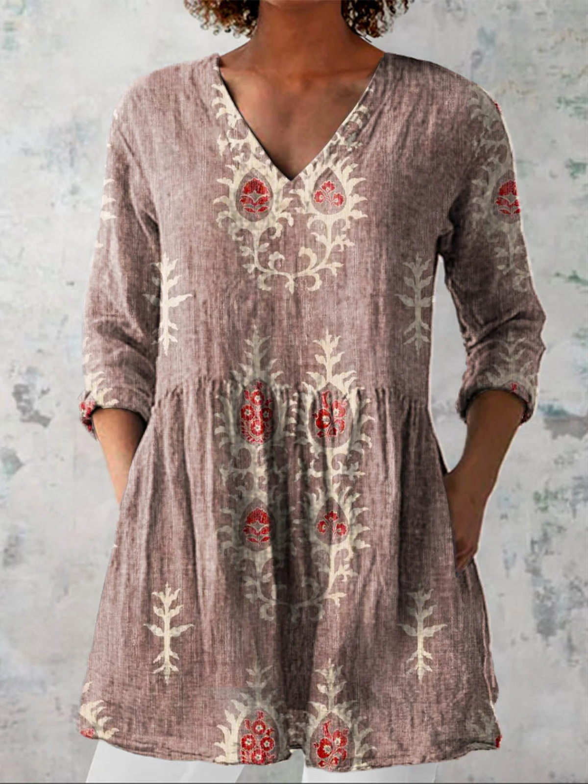 Mary | Women's Long V-Neck Blouse — Willow & Wren Melbourne