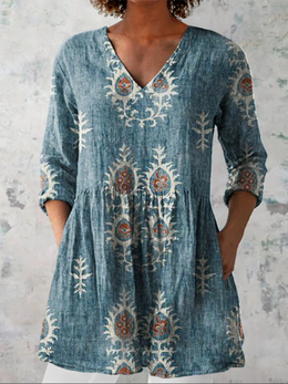 Mary | Women's Long V-Neck Blouse — Willow & Wren Melbourne