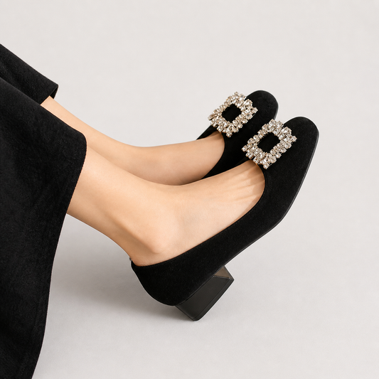 Deborah | Women's Heeled Comfort Shoes — Black — Willow & Wren Melbourne