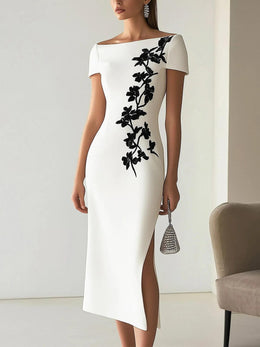 Heather | Women's Floral Printed Midi Boat-Neck Dress — Willow & Wren Melbourne