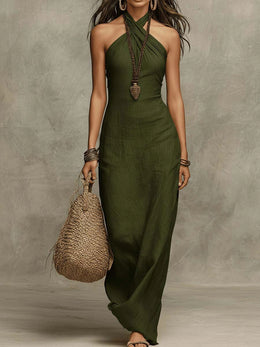 Clara | Women's Halter Maxi Dress — Willow & Wren Melbourne