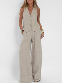 Rose | Women's Button-Front Wide-Leg Set — Willow & Wren Melbourne