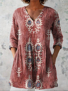 Mary | Women's Long V-Neck Blouse — Willow & Wren Melbourne