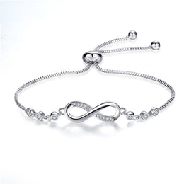Silver-tone adjustable bracelet with an infinity-shaped centre detail