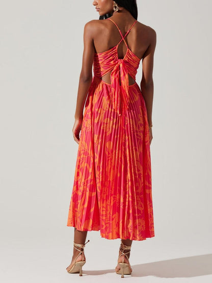 Sabrina | Elegant Floral Printed Midi Pleated Dress